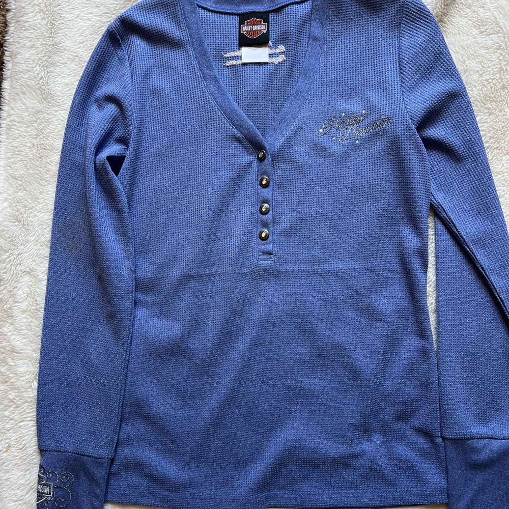 Harley-Davidson Blue Button-Up Long Sleeve